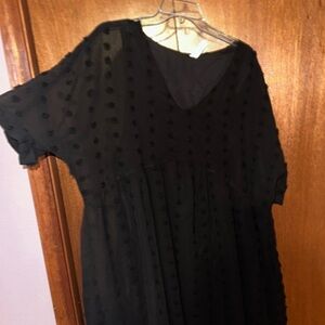 Black polka dot dress